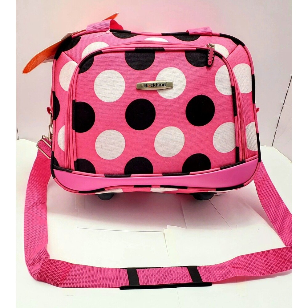Rockland Pink Polka Dot Underseat Carry On Travel Tote Bag Lightweight